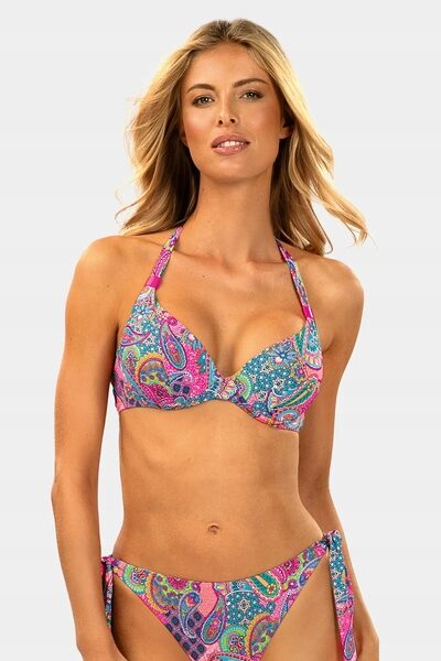 STRÓJ KĄPIELOWY GÓRA FEBA FG11/899 PAISLEY PUSH UP RÓŻOWY