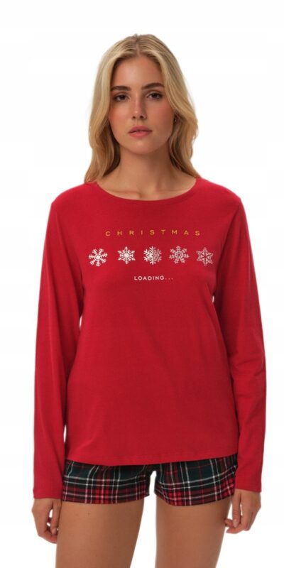 PIŻAMA DAMSKA HENDERSON 41898 FELI CZERWONA KOSZULKA SPODENKI