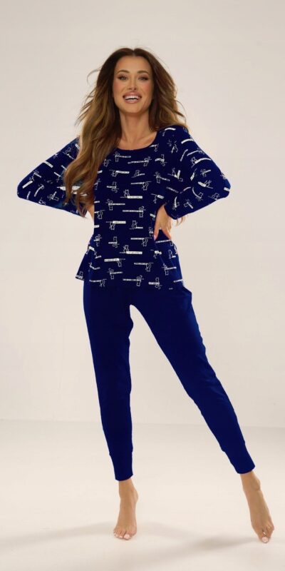 PIŻAMA DAMSKA DE LAFENSE CAT LOVE GRANAT