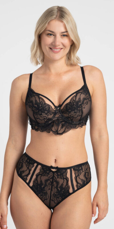 BIUSTONOSZ SAMANTA MYSTERY MIĘKKI CZARNY SOFT A123 KORONKA